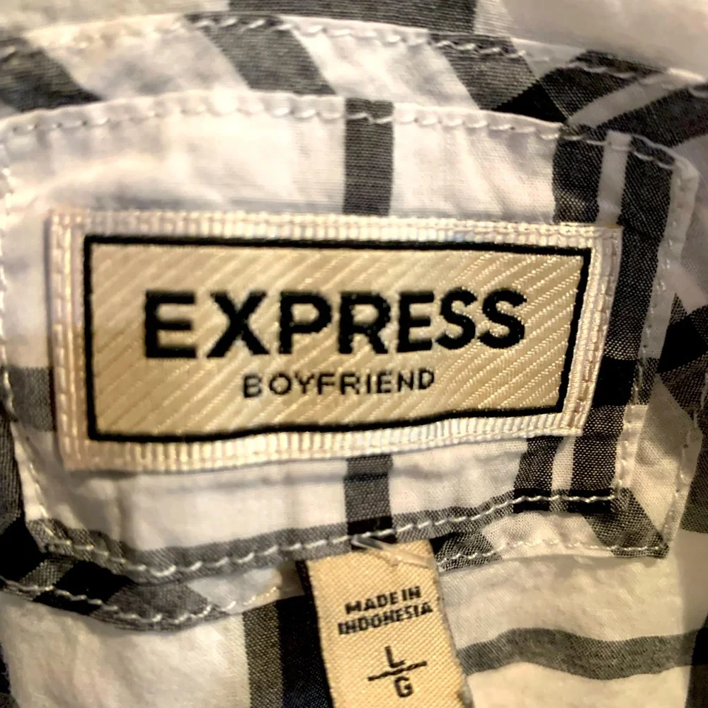 Express boyfriend plaid button down shirt , size junior large